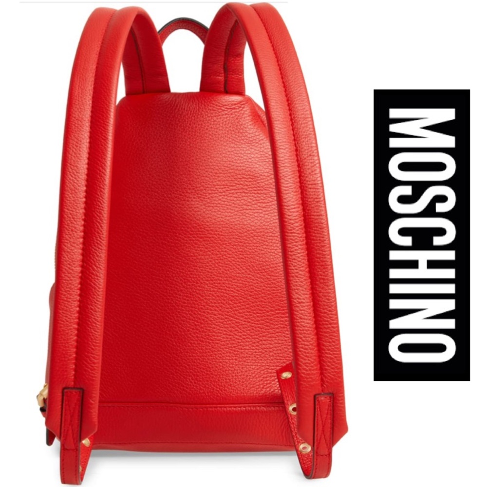 NWT MOSCHINO Logo Deerskin Leather Backpack - Picture 2 of 6